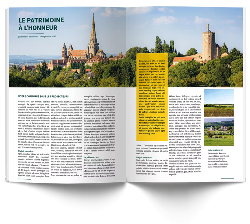 Exemple de présentation d'un bulletin municipal ou d'une brochure de collectivité locale.